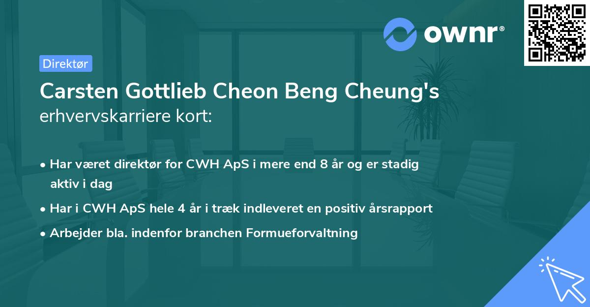 Carsten Gottlieb Cheon Beng Cheung's erhvervskarriere kort