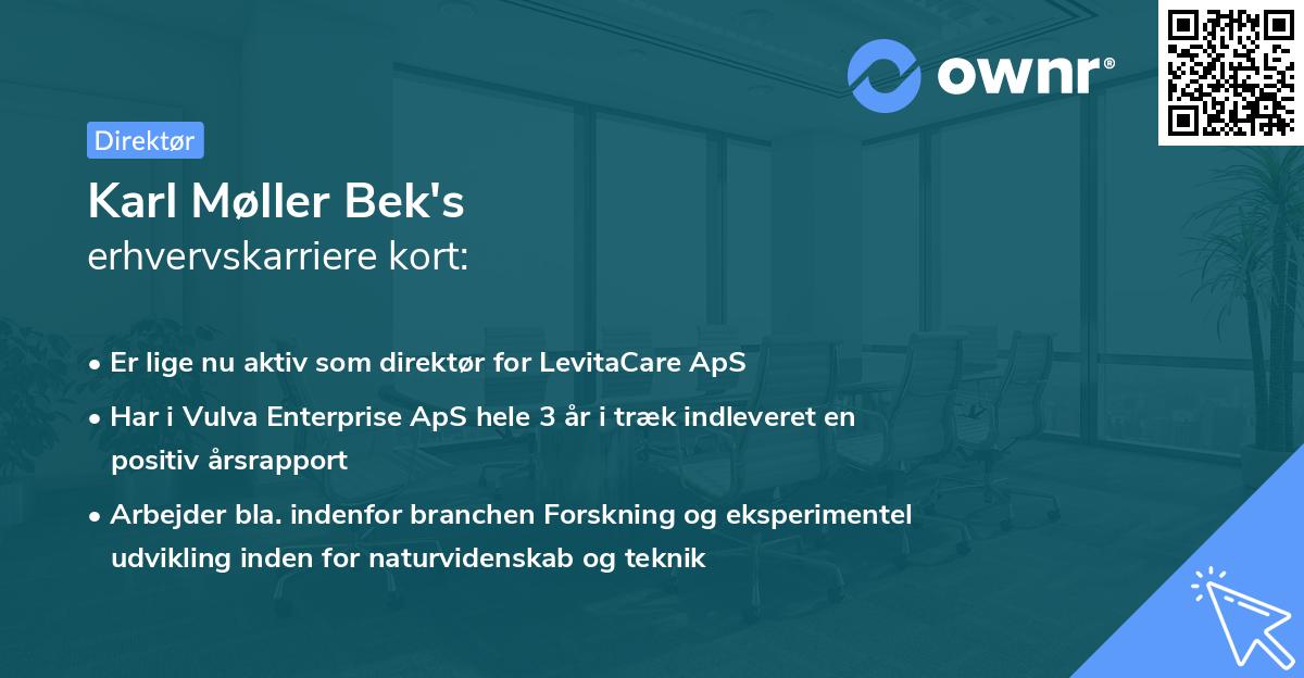 Karl Møller Bek's erhvervskarriere kort