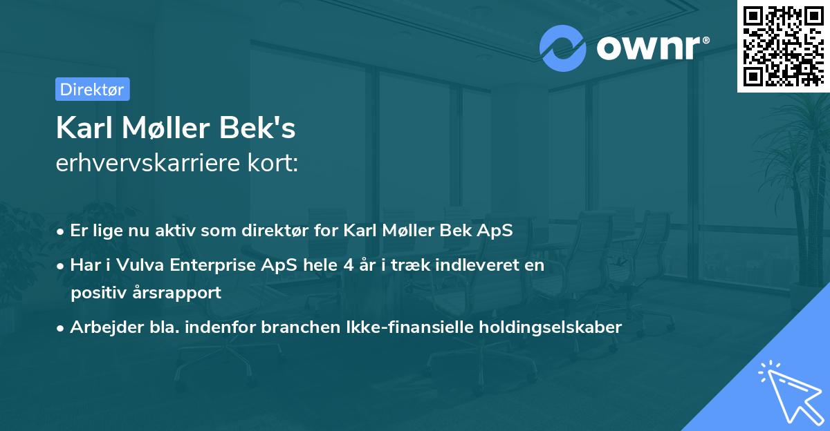 Karl Møller Bek's erhvervskarriere kort