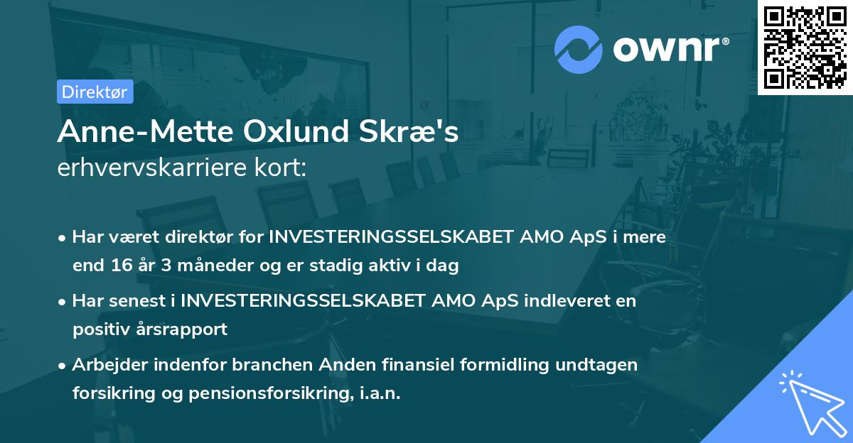 Anne-Mette Oxlund Skræ's erhvervskarriere kort