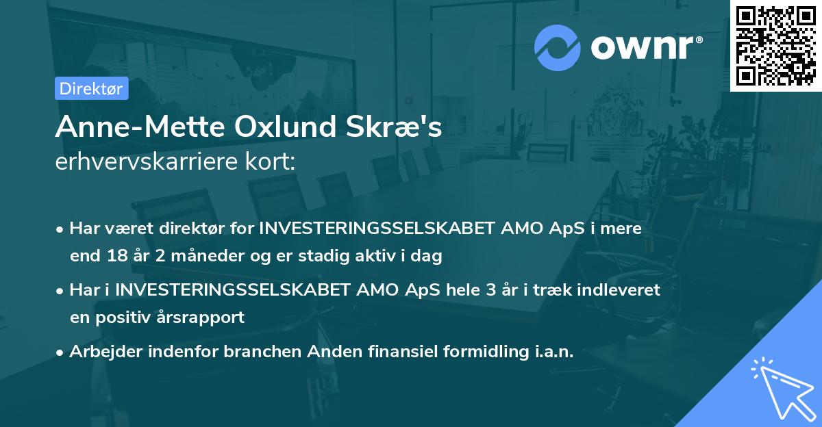 Anne-Mette Oxlund Skræ's erhvervskarriere kort