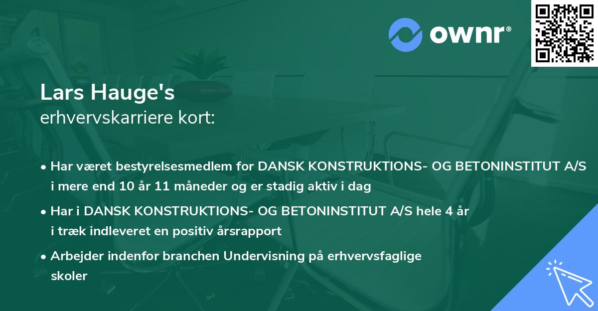Lars Hauge's erhvervskarriere kort