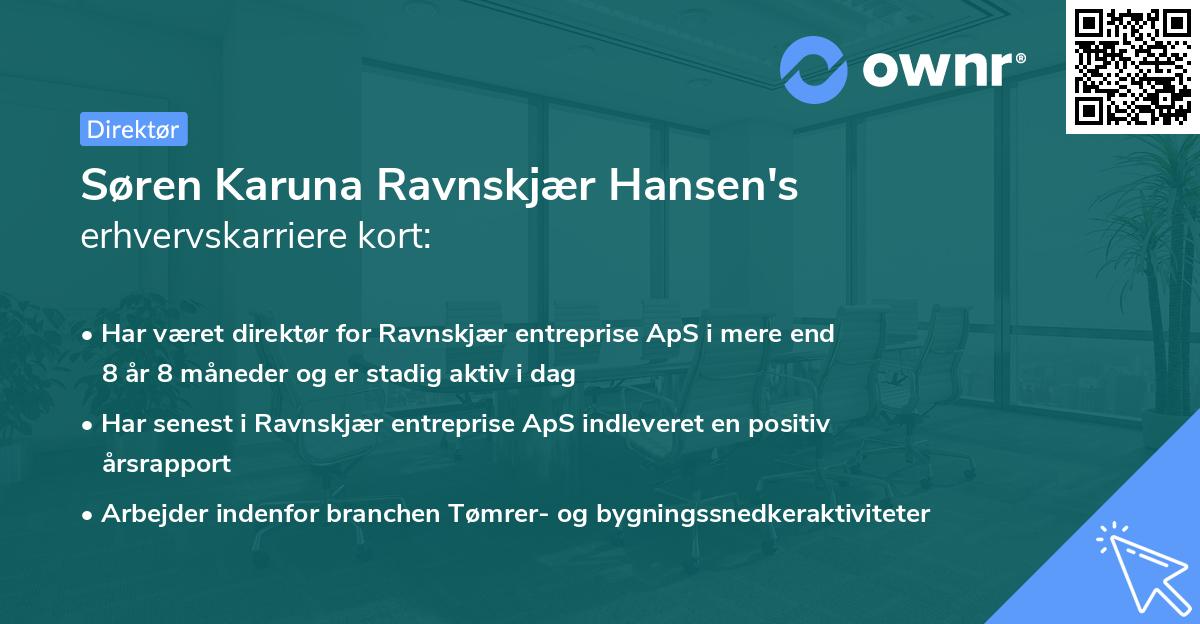 Søren Karuna Ravnskjær Hansen's erhvervskarriere kort