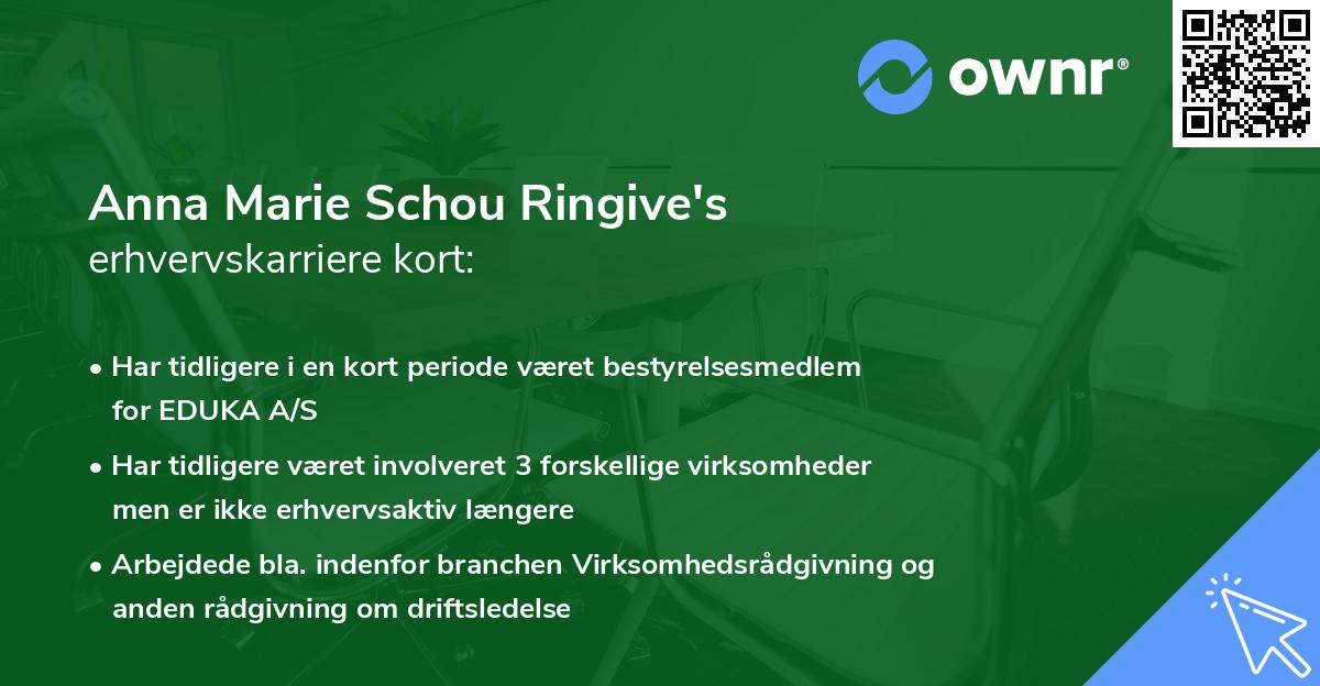 Anna Marie Schou Ringive's erhvervskarriere kort