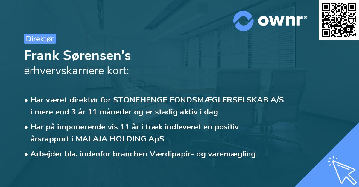 Frank Sørensen's erhvervskarriere kort