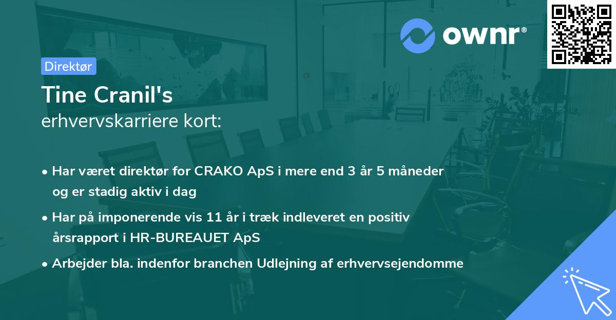 Tine Cranil's erhvervskarriere kort