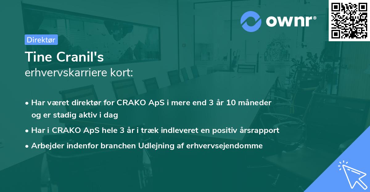 Tine Cranil's erhvervskarriere kort