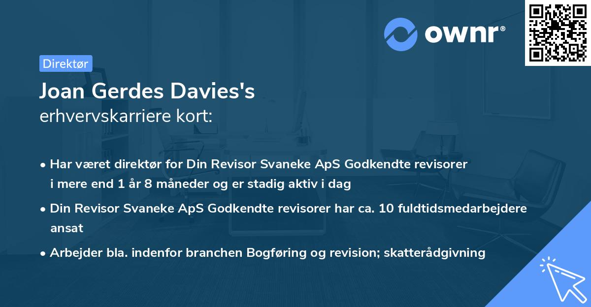 Joan Gerdes Davies's erhvervskarriere kort