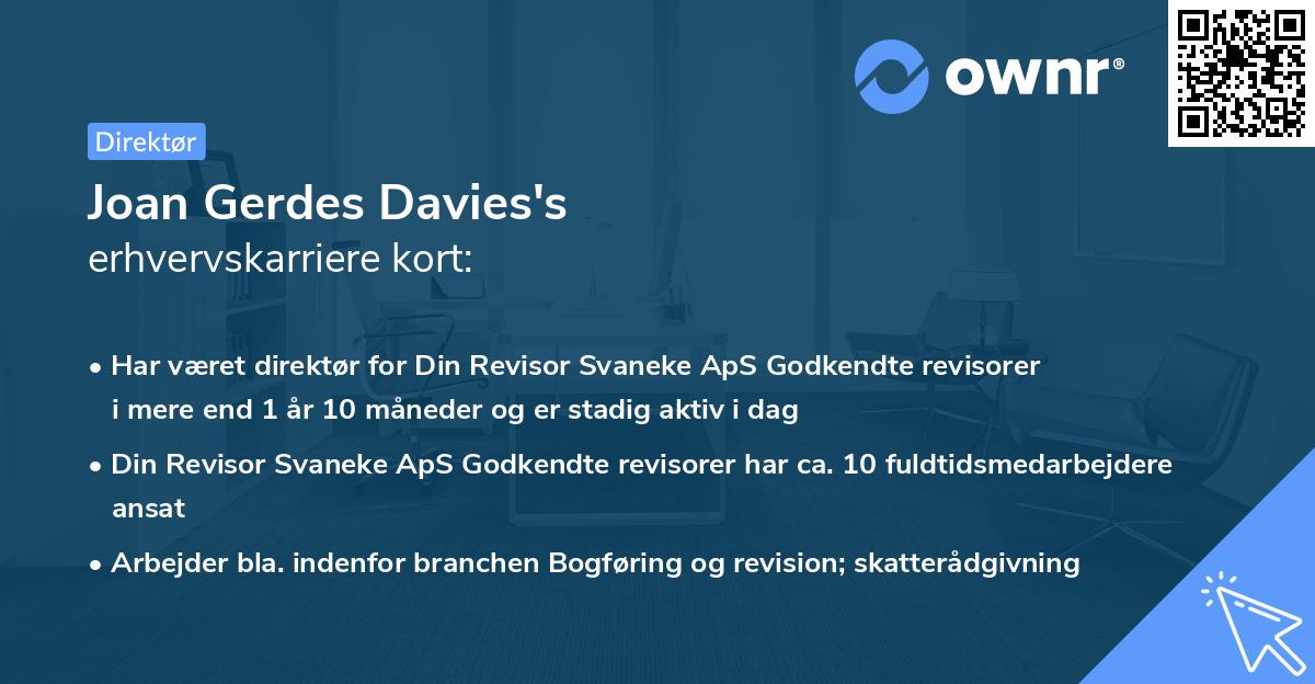 Joan Gerdes Davies's erhvervskarriere kort