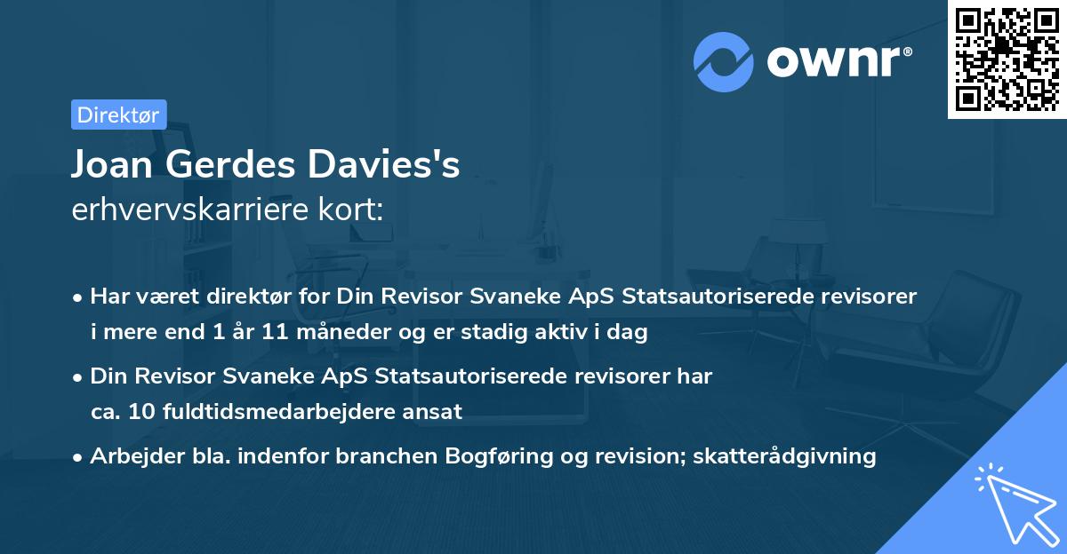 Joan Gerdes Davies's erhvervskarriere kort