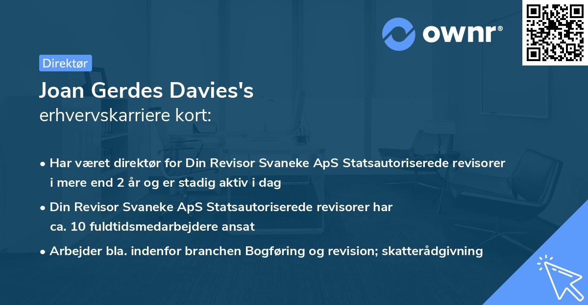 Joan Gerdes Davies's erhvervskarriere kort
