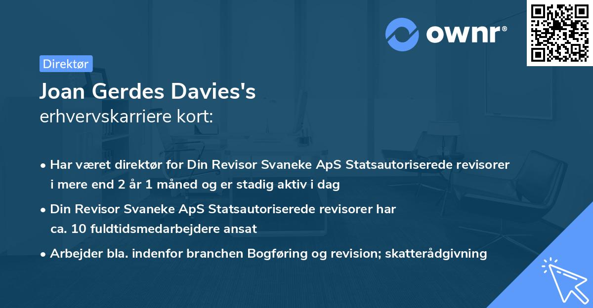 Joan Gerdes Davies's erhvervskarriere kort