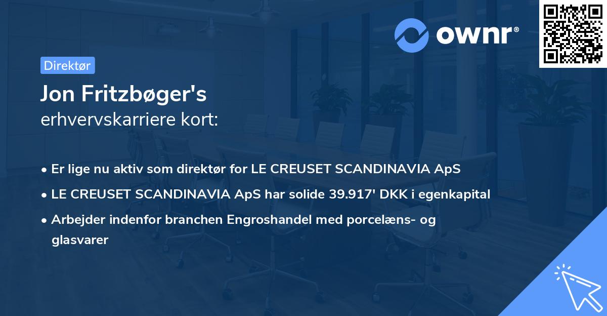 Jon Fritzbøger's erhvervskarriere kort