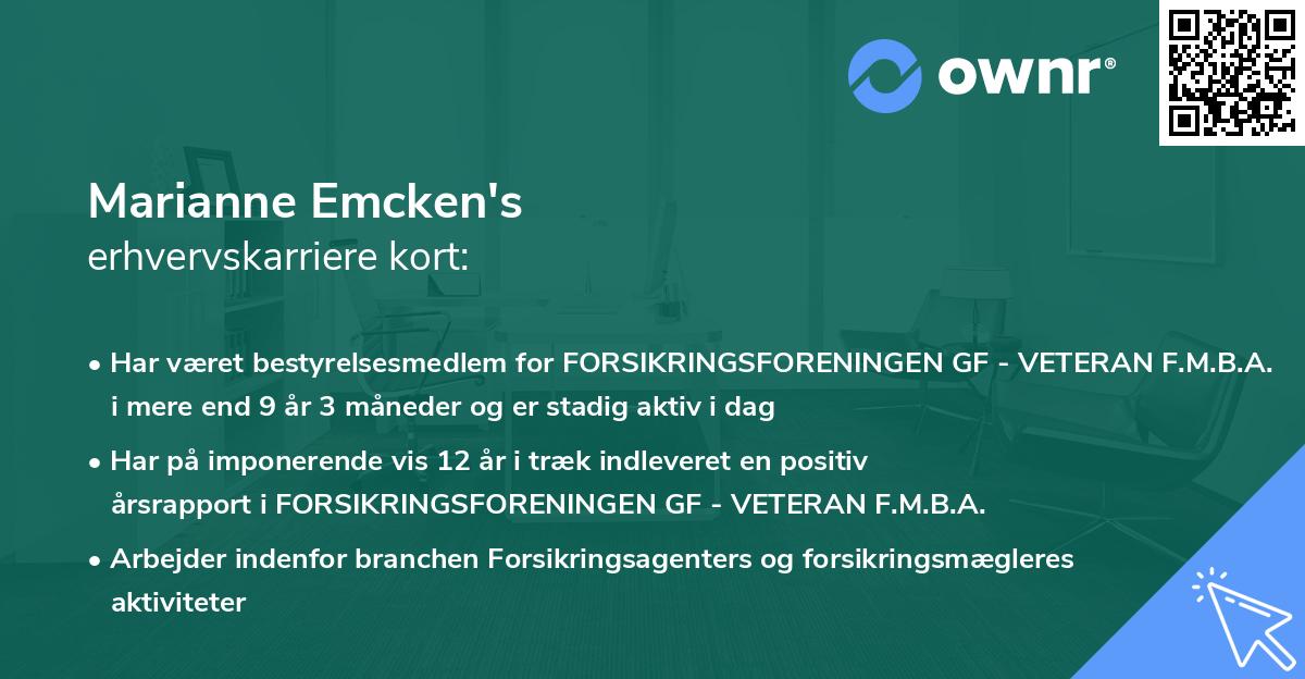 Marianne Emcken's erhvervskarriere kort