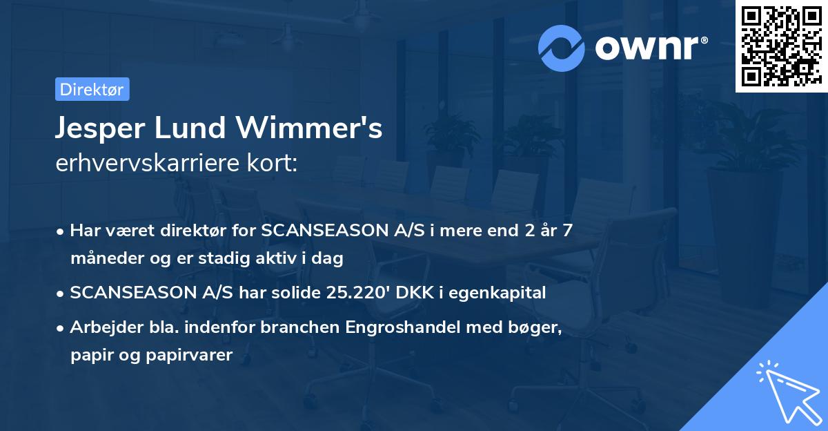 Jesper Lund Wimmer's erhvervskarriere kort