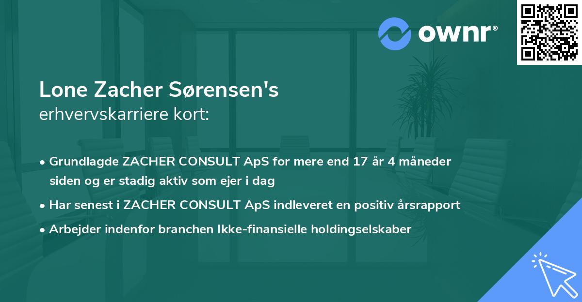 Lone Zacher Sørensen's erhvervskarriere kort