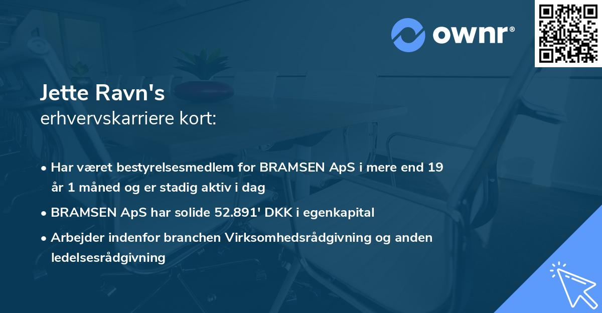 Jette Ravn's erhvervskarriere kort