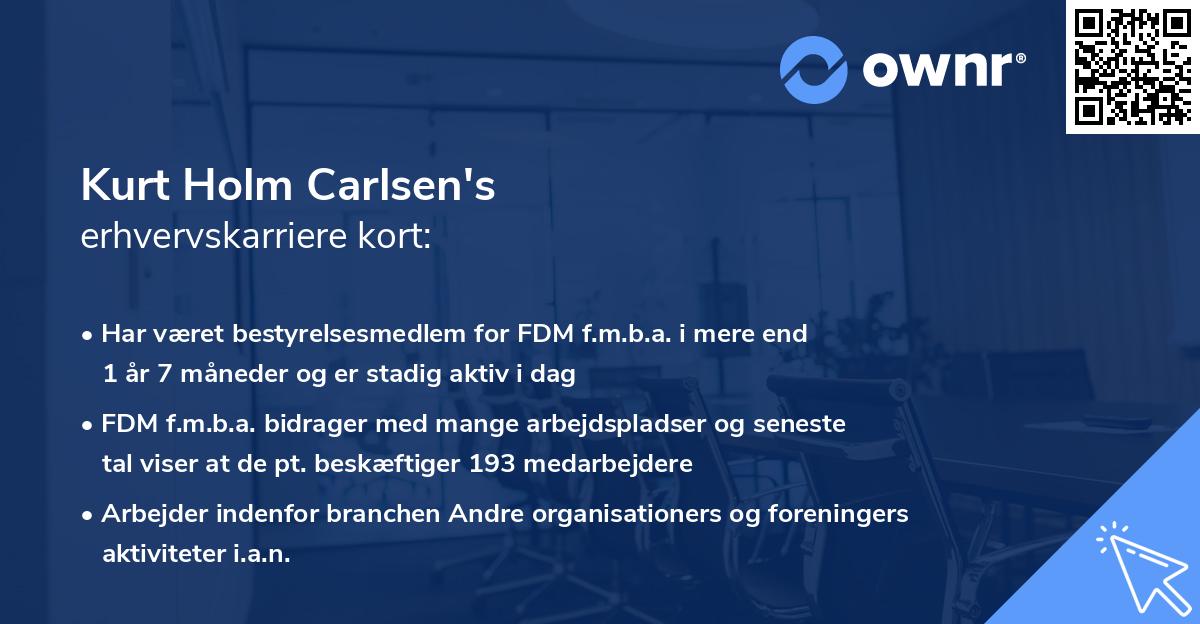 Kurt Holm Carlsen's erhvervskarriere kort
