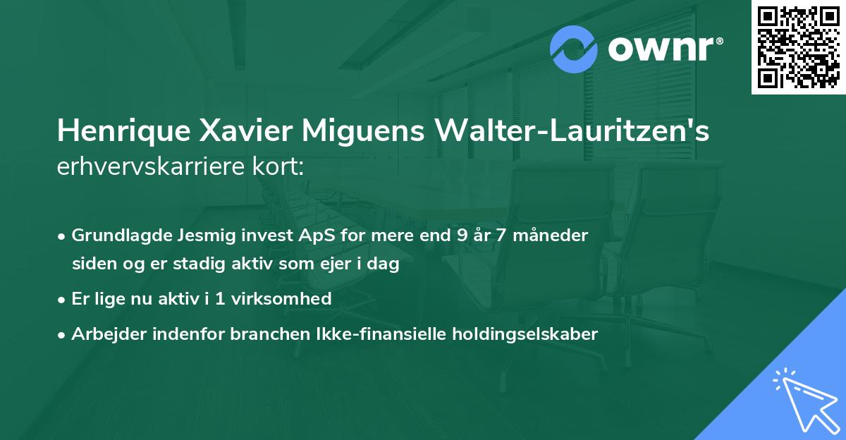 Henrique Xavier Miguens Walter-Lauritzen's erhvervskarriere kort