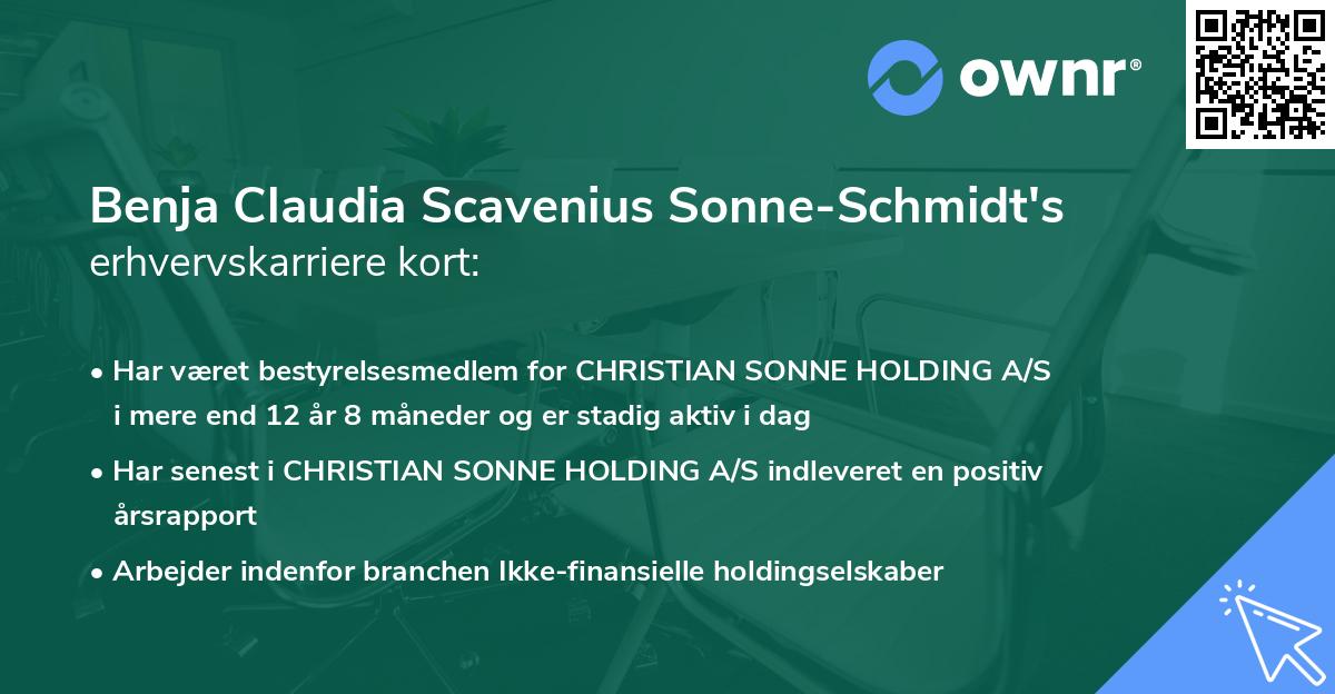 Benja Claudia Scavenius Sonne-Schmidt's erhvervskarriere kort