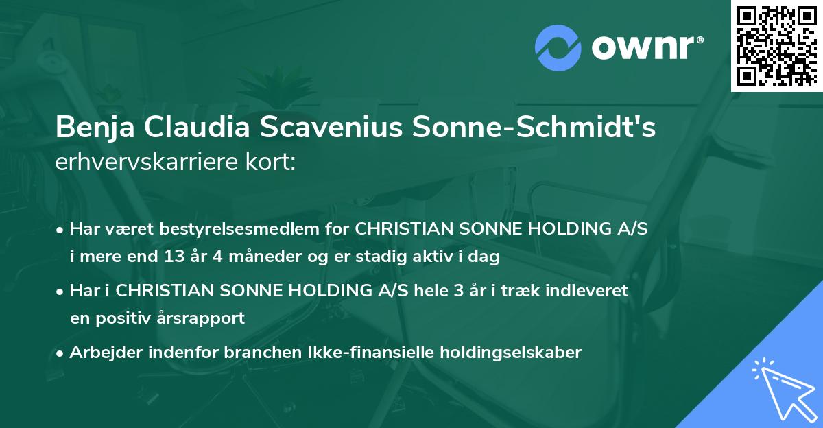 Benja Claudia Scavenius Sonne-Schmidt's erhvervskarriere kort