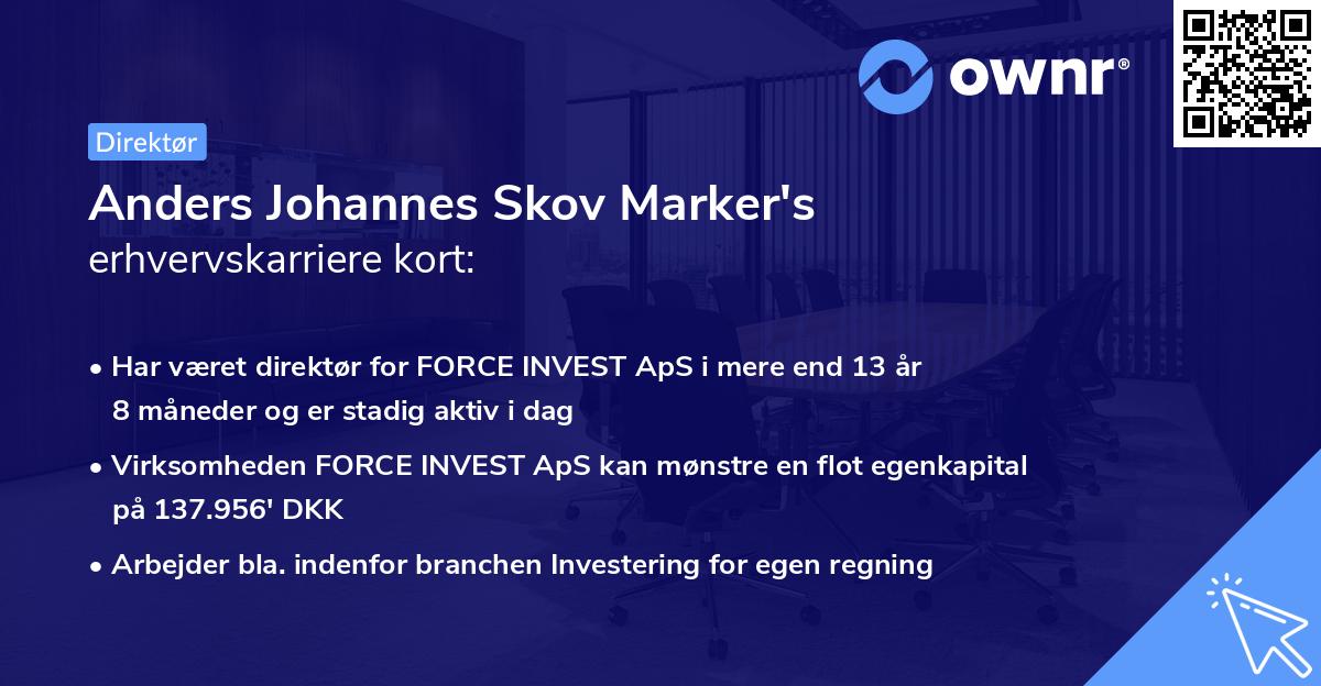 Anders Johannes Skov Marker's erhvervskarriere kort
