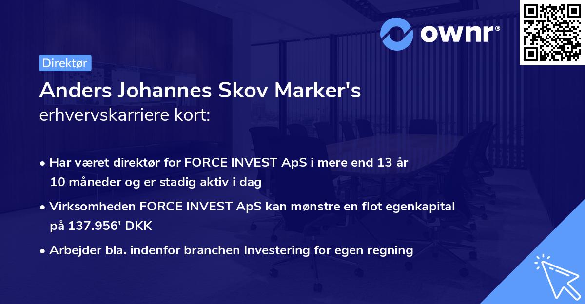 Anders Johannes Skov Marker's erhvervskarriere kort