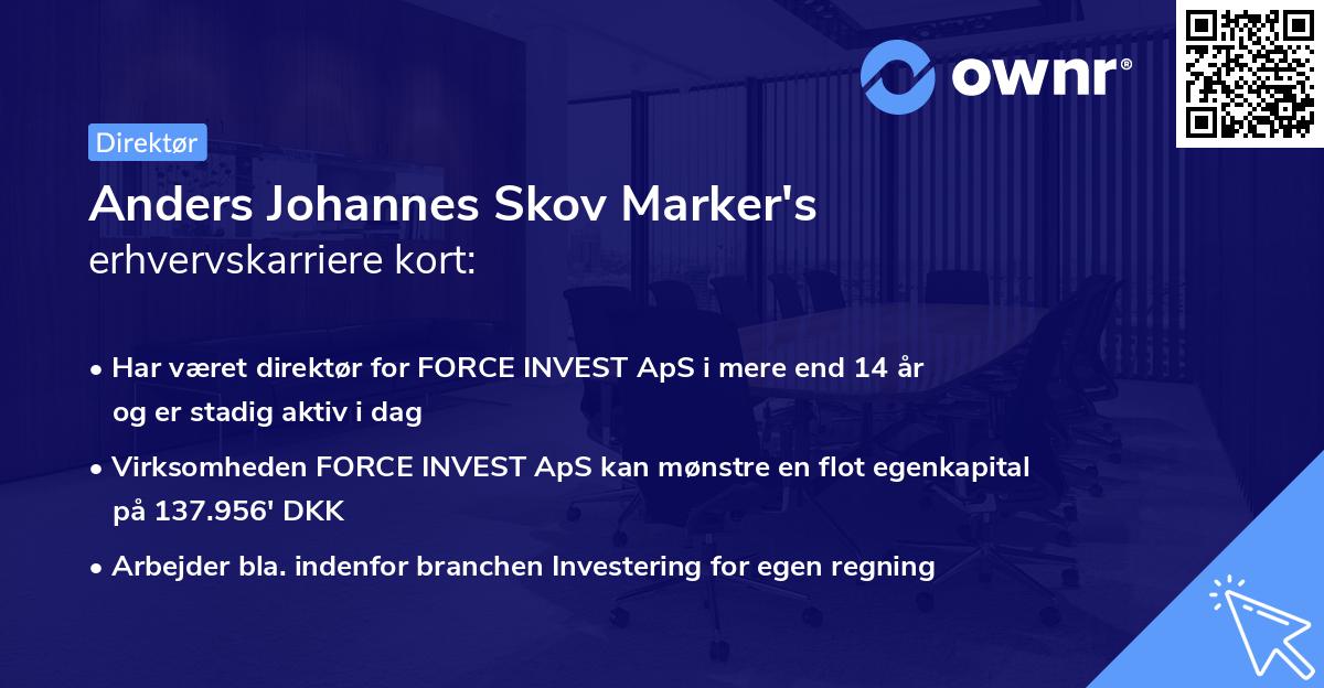 Anders Johannes Skov Marker's erhvervskarriere kort