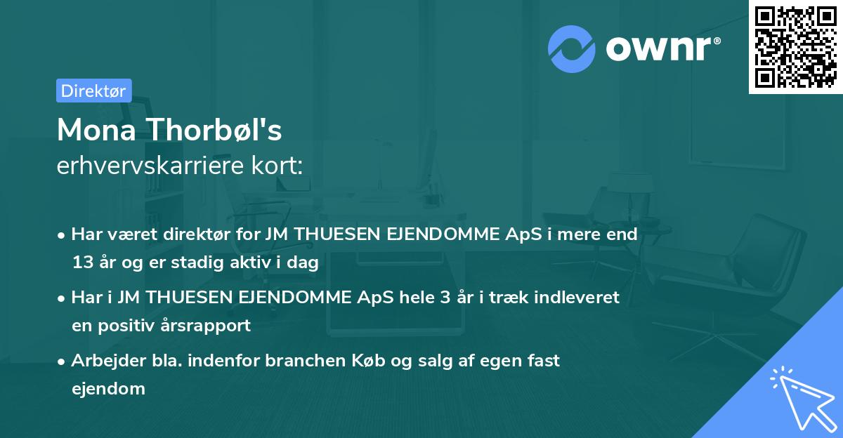 Mona Thorbøl's erhvervskarriere kort