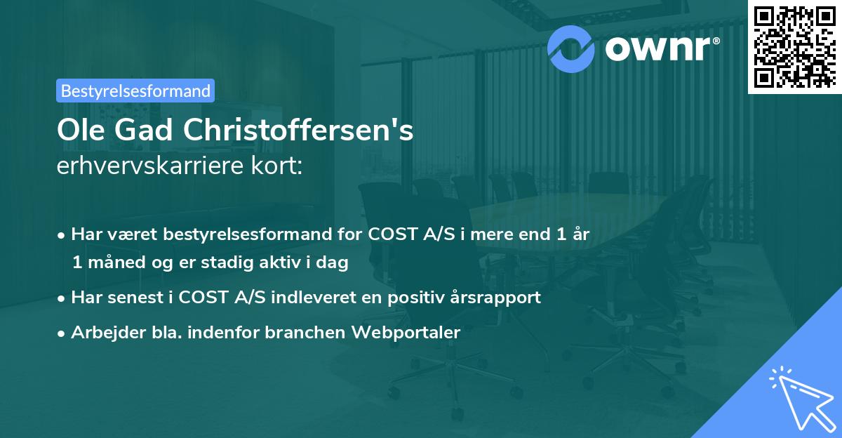 Ole Gad Christoffersen's erhvervskarriere kort