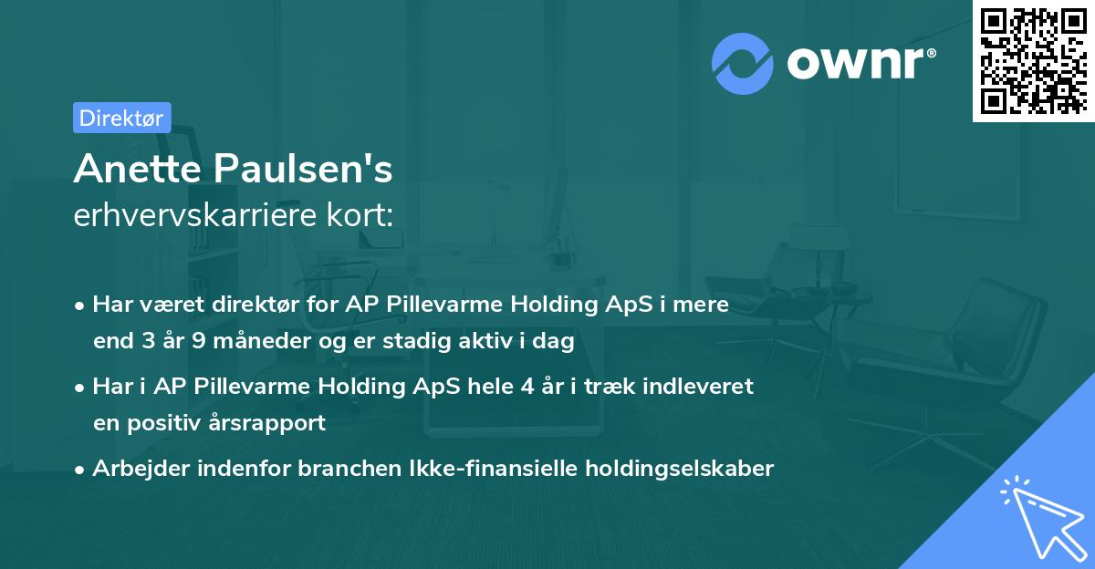Anette Paulsen's erhvervskarriere kort