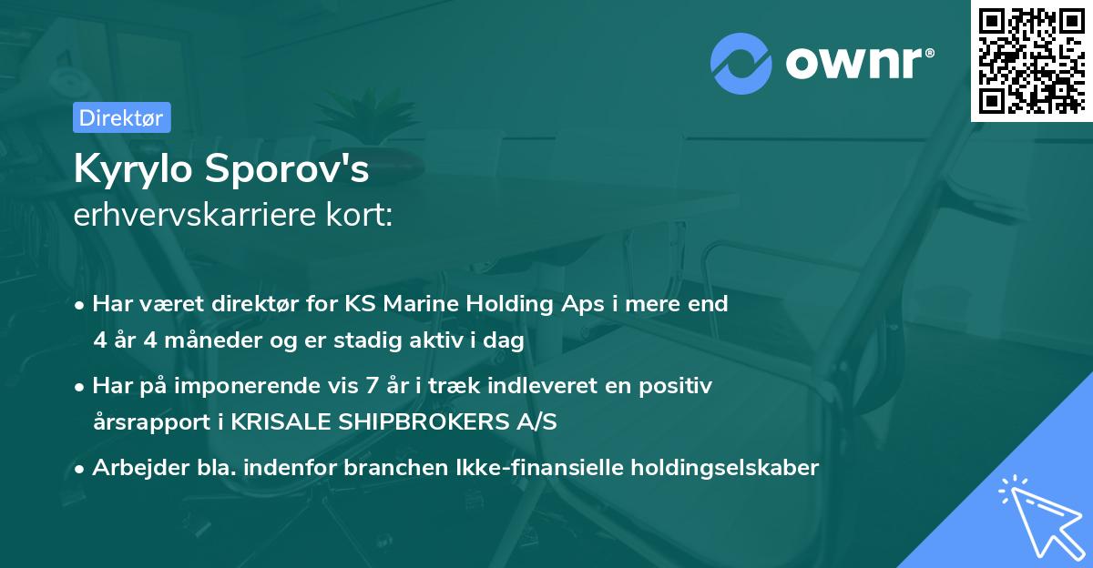 Kyrylo Sporov's erhvervskarriere kort