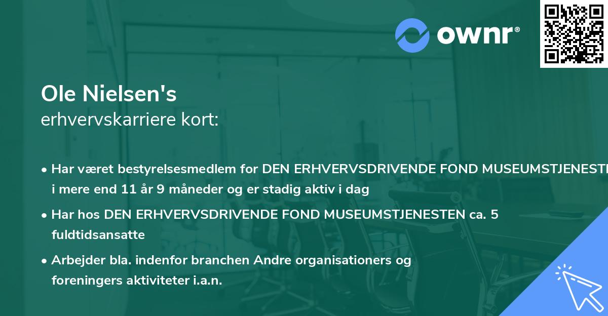 Ole Nielsen's erhvervskarriere kort