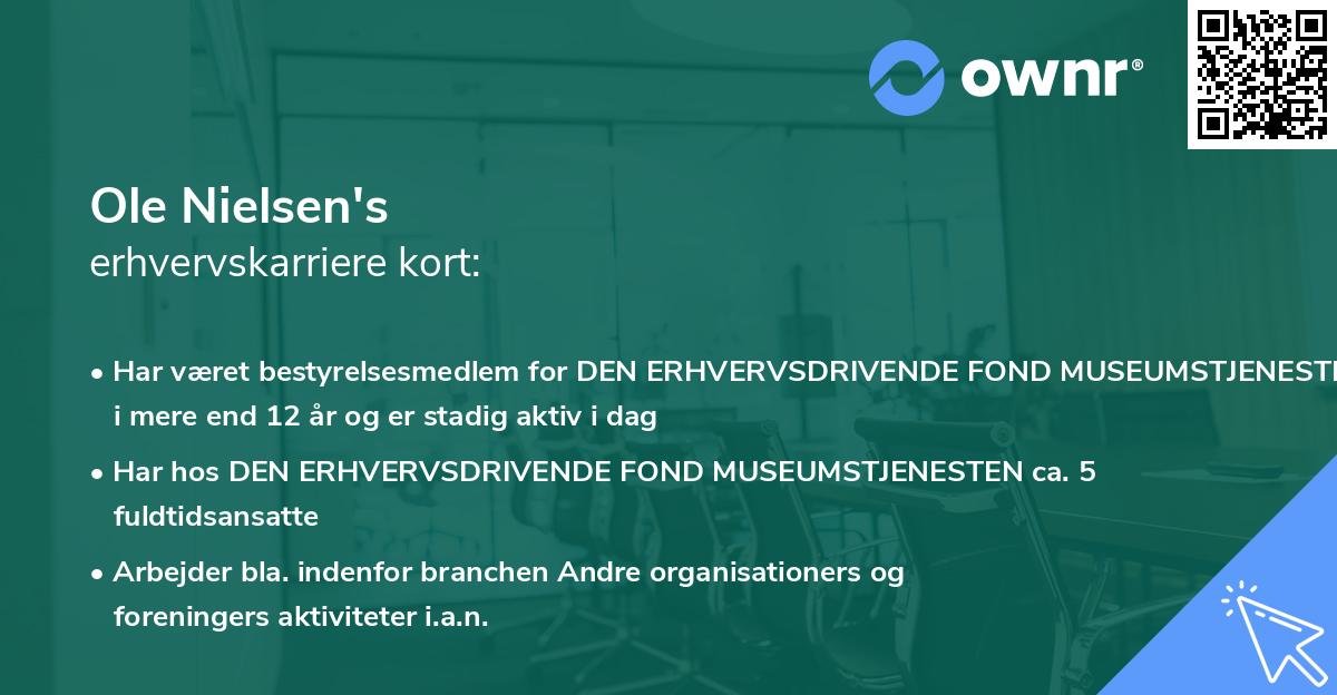 Ole Nielsen's erhvervskarriere kort