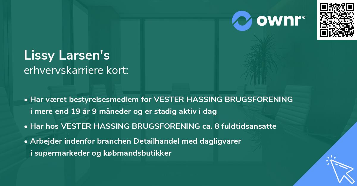 Lissy Larsen's erhvervskarriere kort