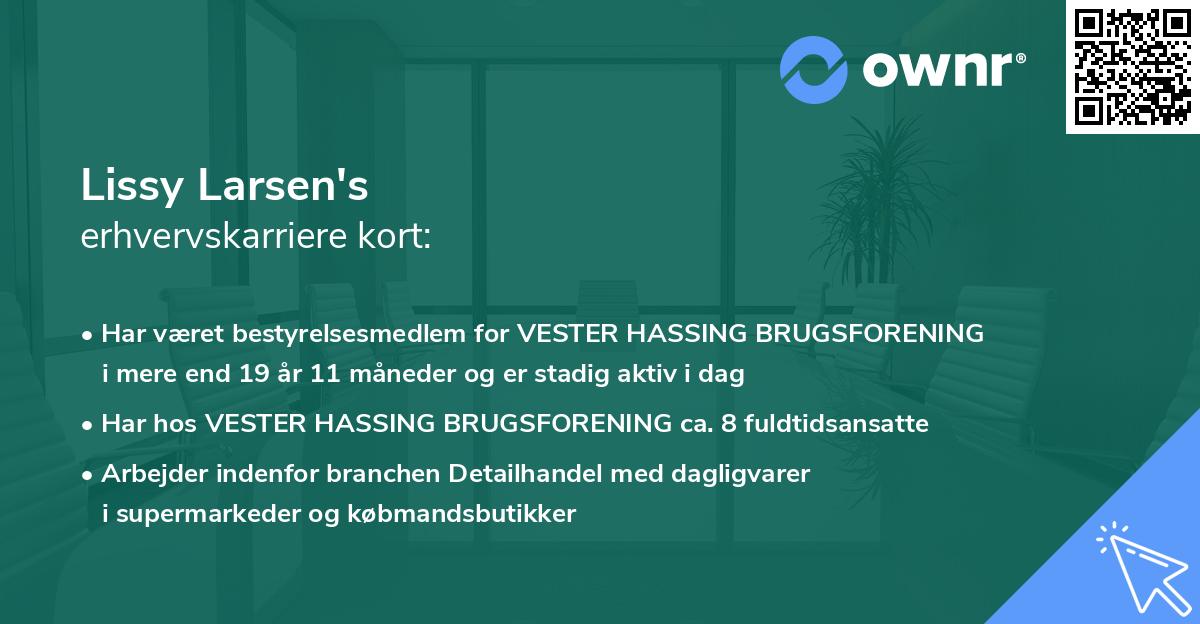 Lissy Larsen's erhvervskarriere kort