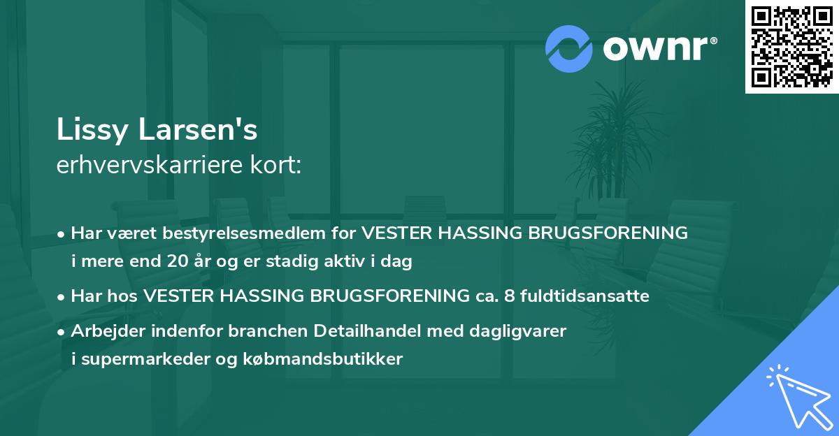 Lissy Larsen's erhvervskarriere kort