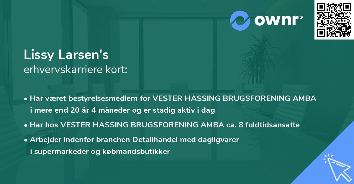 Lissy Larsen's erhvervskarriere kort