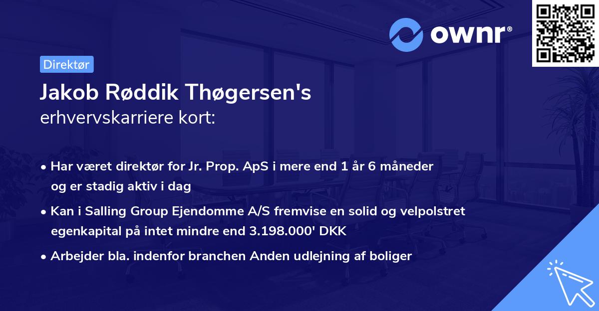 Jakob Røddik Thøgersen's erhvervskarriere kort