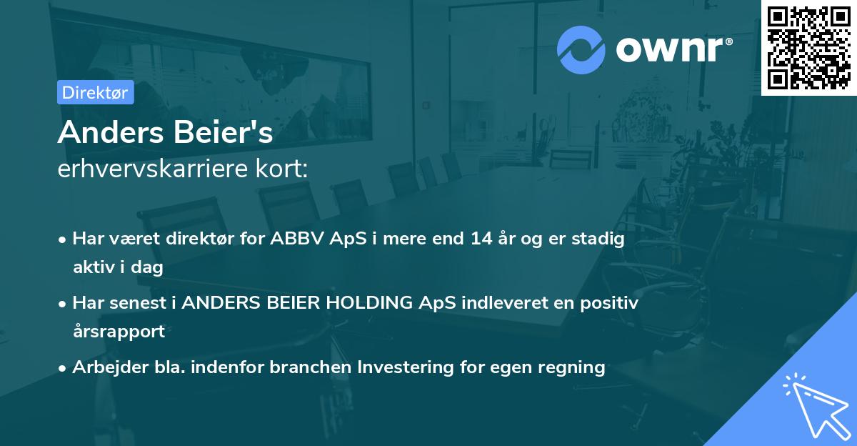 Anders Beier's erhvervskarriere kort