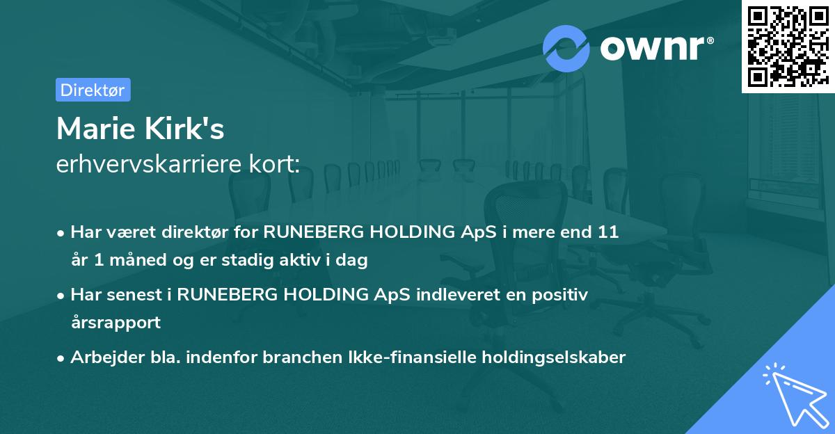 Marie Kirk's erhvervskarriere kort