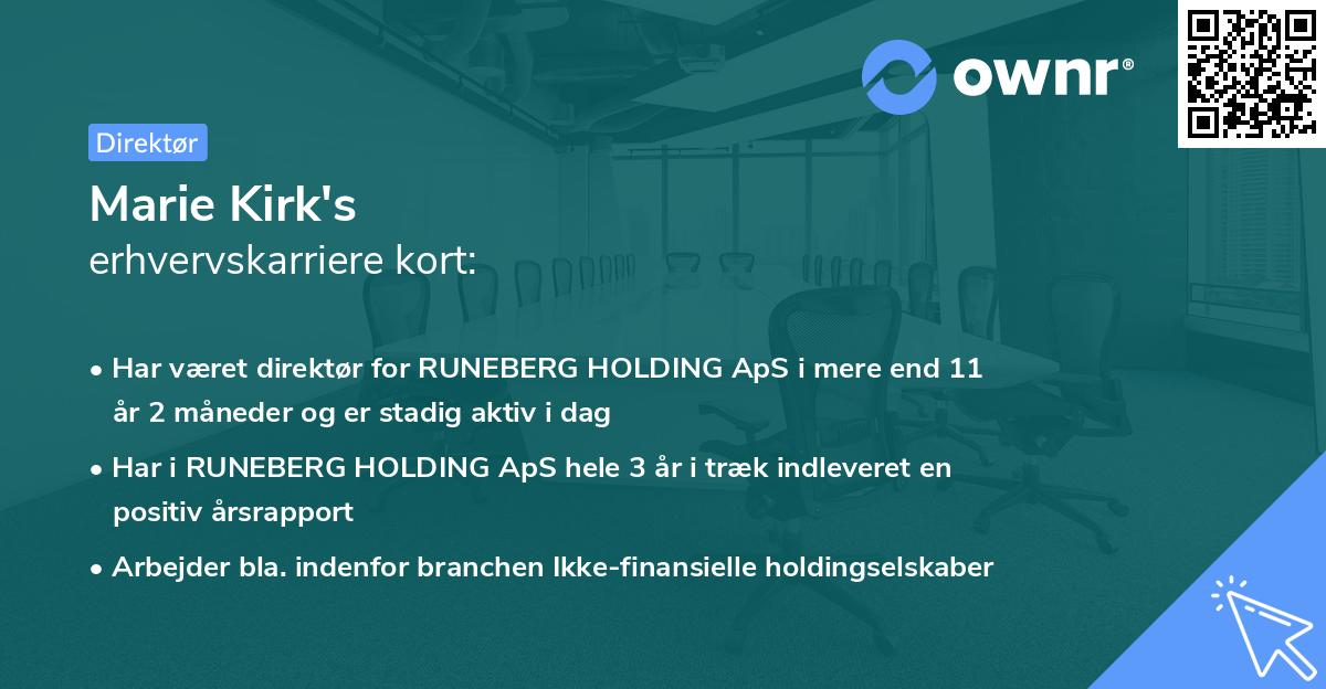 Marie Kirk's erhvervskarriere kort