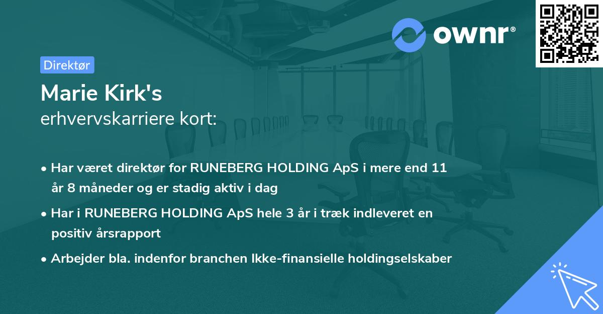 Marie Kirk's erhvervskarriere kort