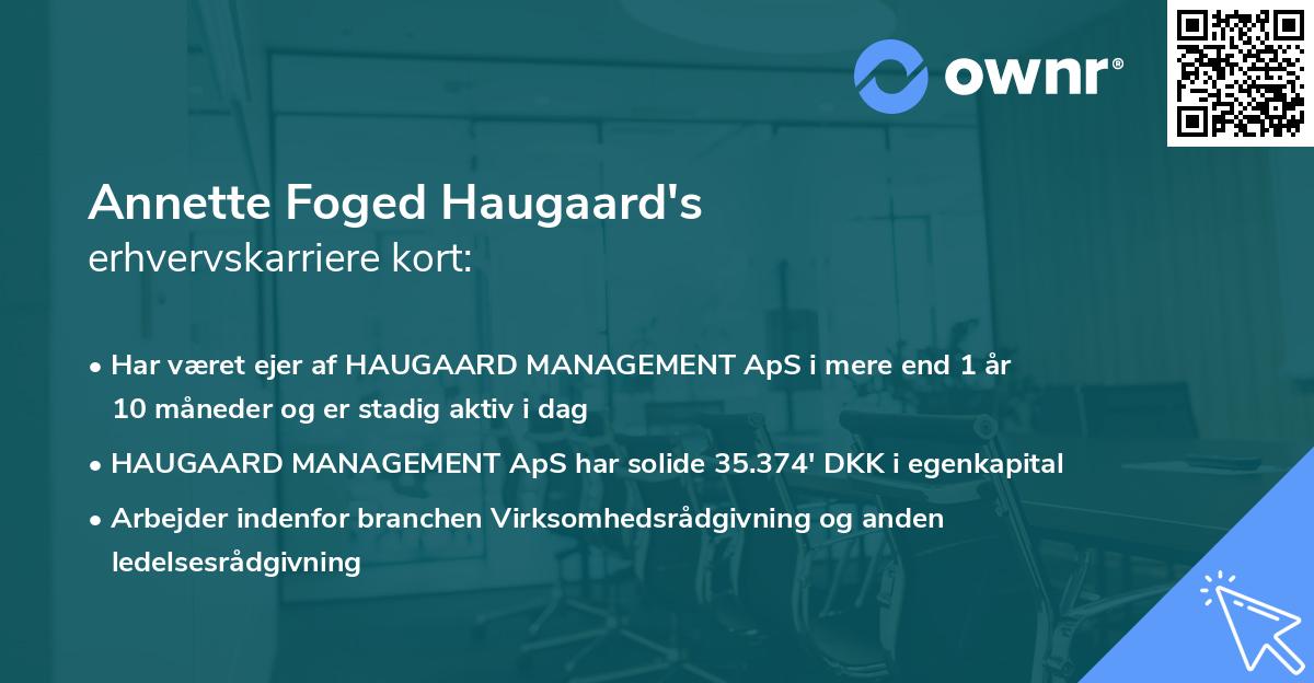 Annette Foged Haugaard's erhvervskarriere kort