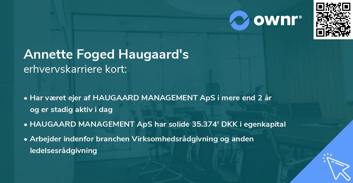 Annette Foged Haugaard's erhvervskarriere kort