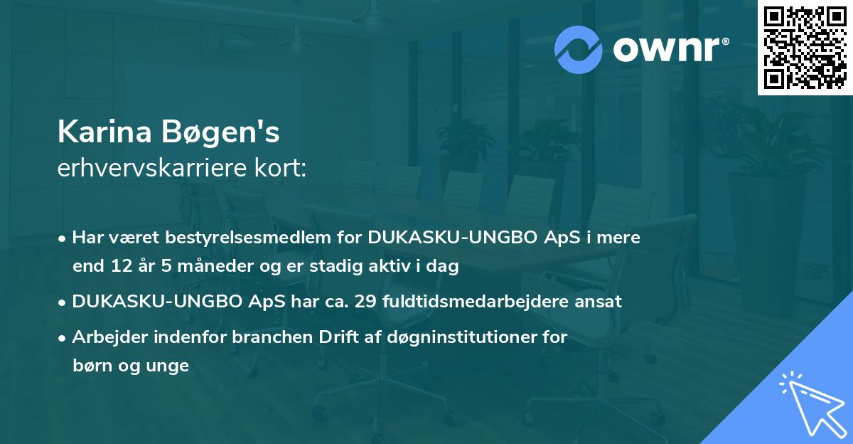 Karina Bøgen's erhvervskarriere kort