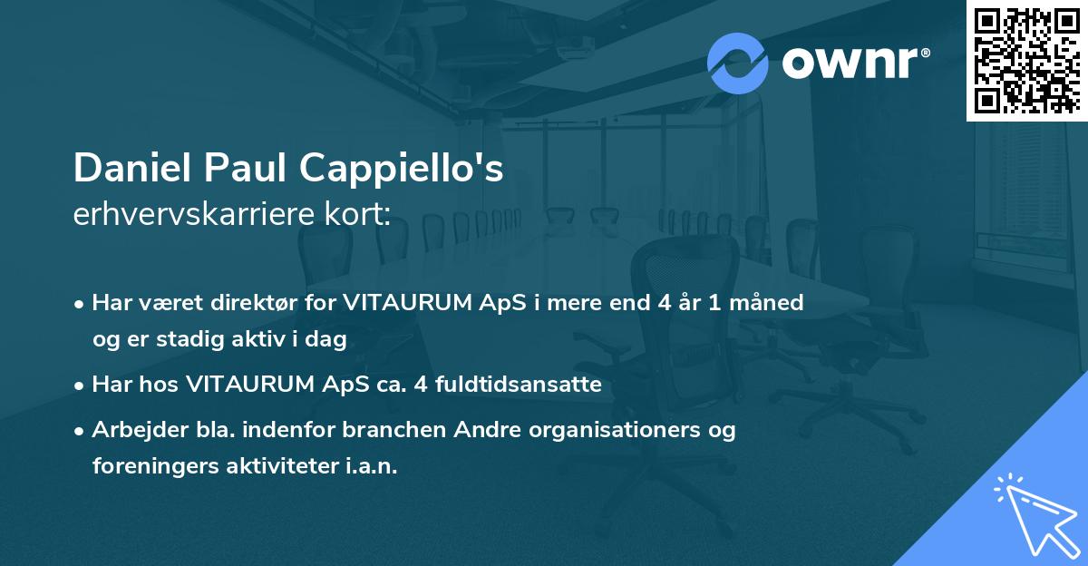 Daniel Paul Cappiello's erhvervskarriere kort