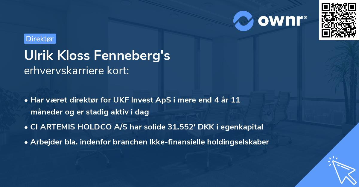 Ulrik Kloss Fenneberg's erhvervskarriere kort