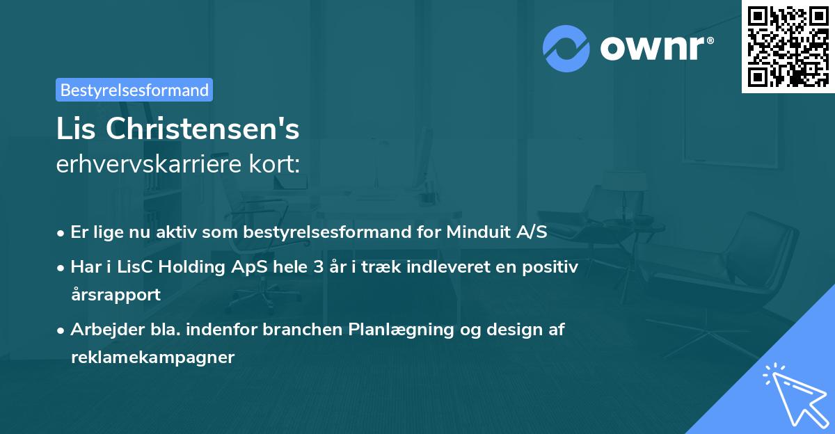 Lis Christensen's erhvervskarriere kort