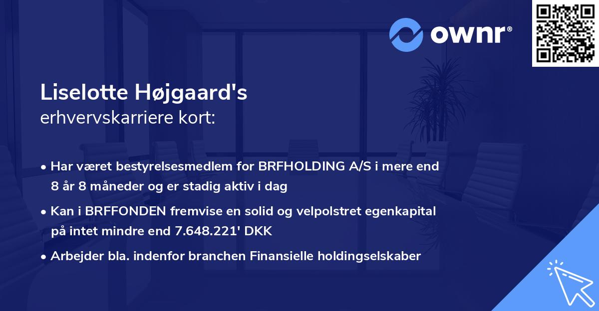 Liselotte Højgaard's erhvervskarriere kort